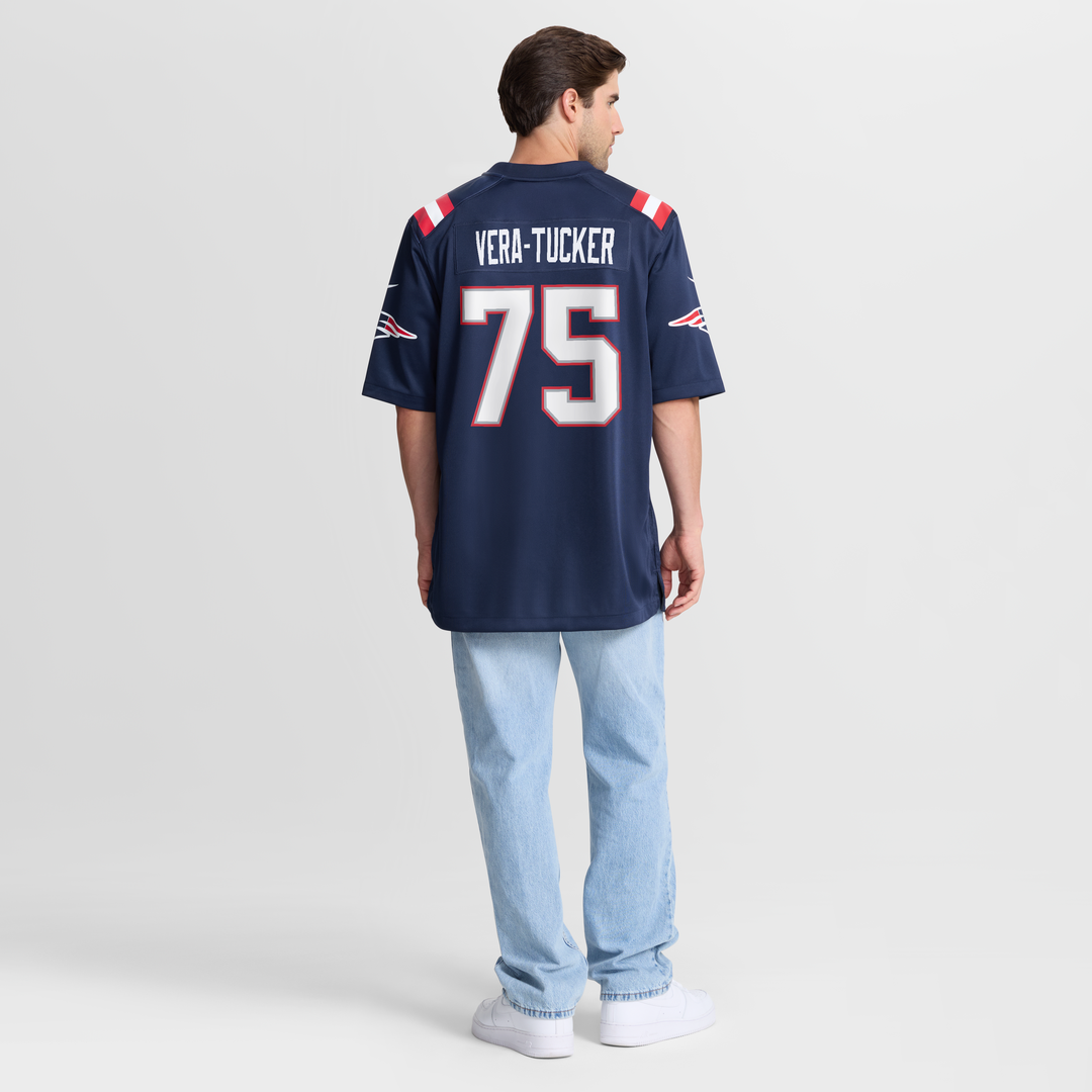 Alijah Vera-Tucker New England Patriots Game Jersey - Navy