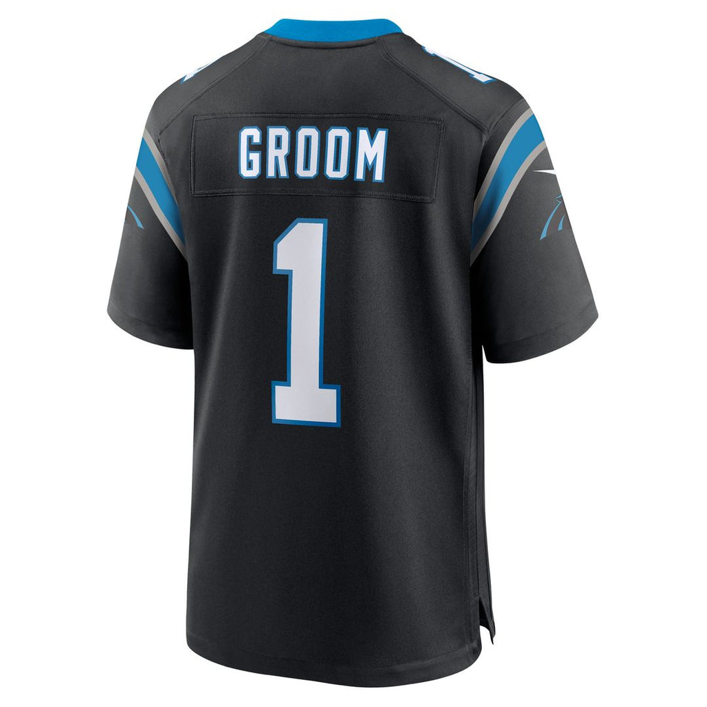 Number 1 Groom Carolina Panthers Game Jersey - Black