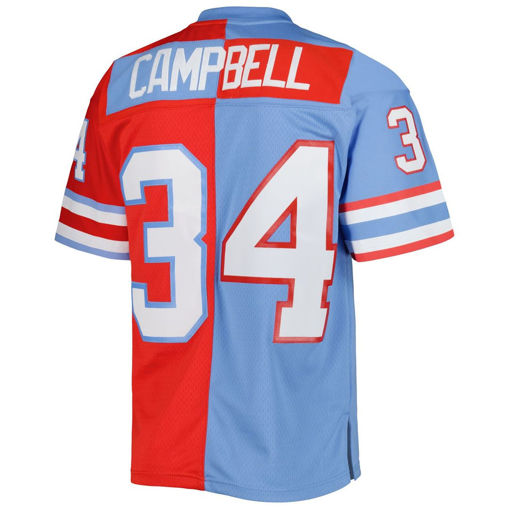 Earl Campbell Houston Oilers Gridiron Classics 1980 Split Legacy Replica Jersey - Red/Light Blue