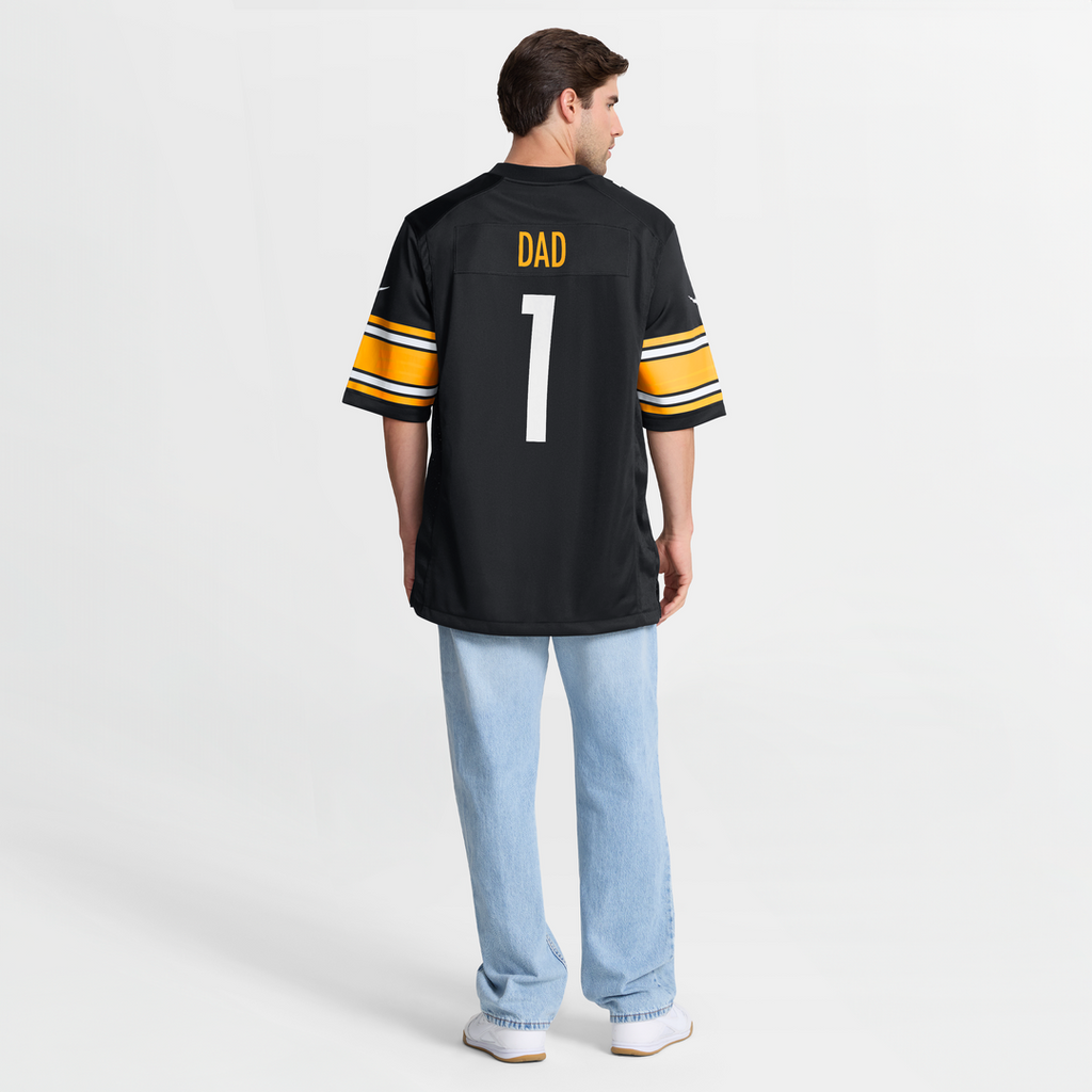 Number 1 Dad Pittsburgh Steelers Game Jersey - Black