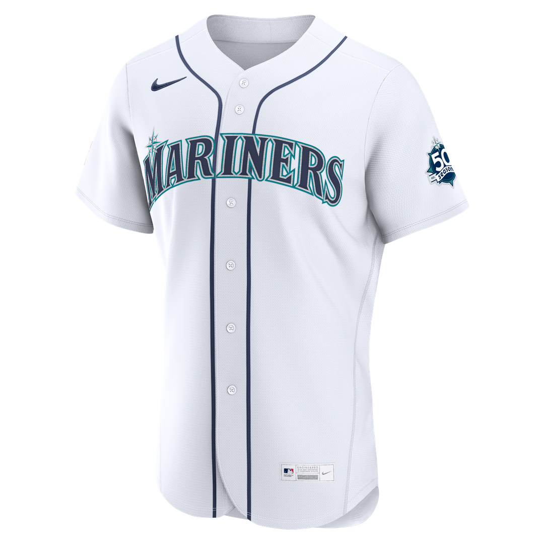Seattle Mariners Julio Rodriguez Nike White Home 50th Season Authentic Jersey
