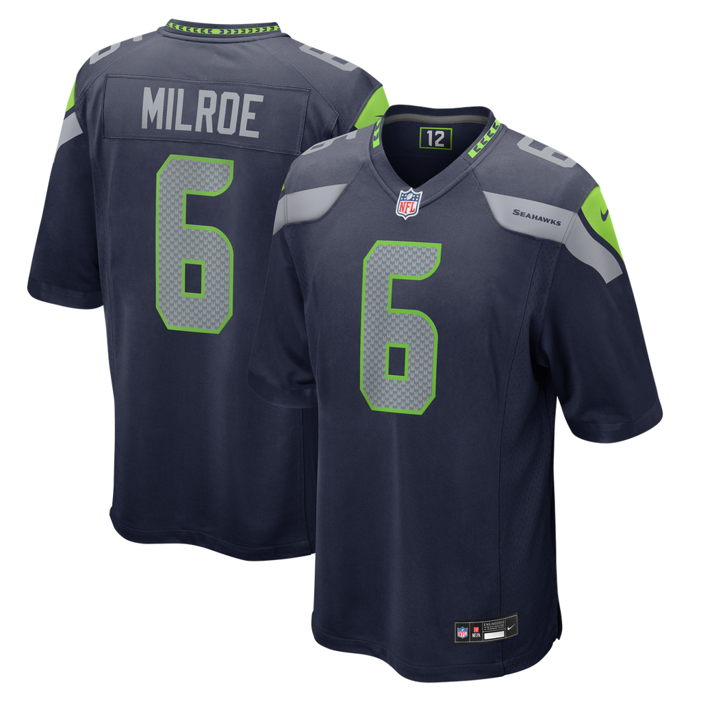 Jalen Milroe Seattle Seahawks Game Jersey - College Navy