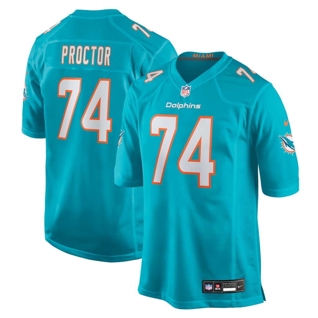 Kadyn Proctor Miami Dolphins Game Jersey - Aqua