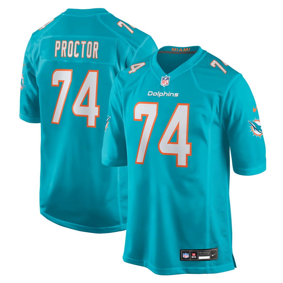 Kadyn Proctor Miami Dolphins Game Jersey - Aqua