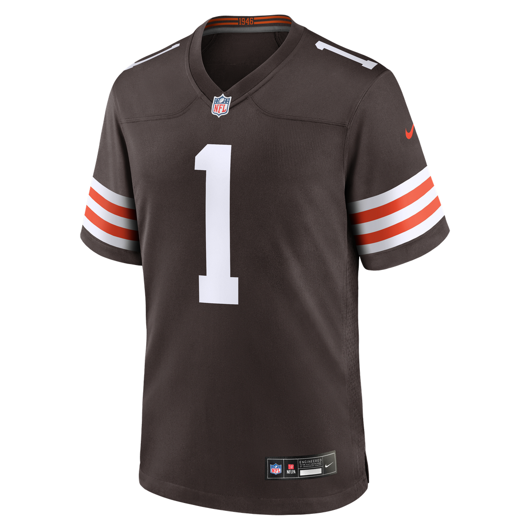 Number 1 Groom Cleveland Browns Game Jersey - Brown
