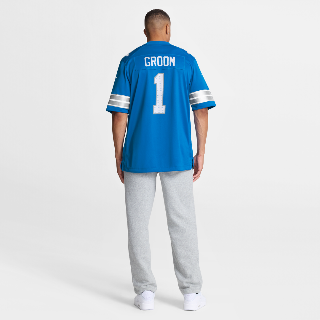 Number 1 Groom Detroit Lions Game Jersey - Blue