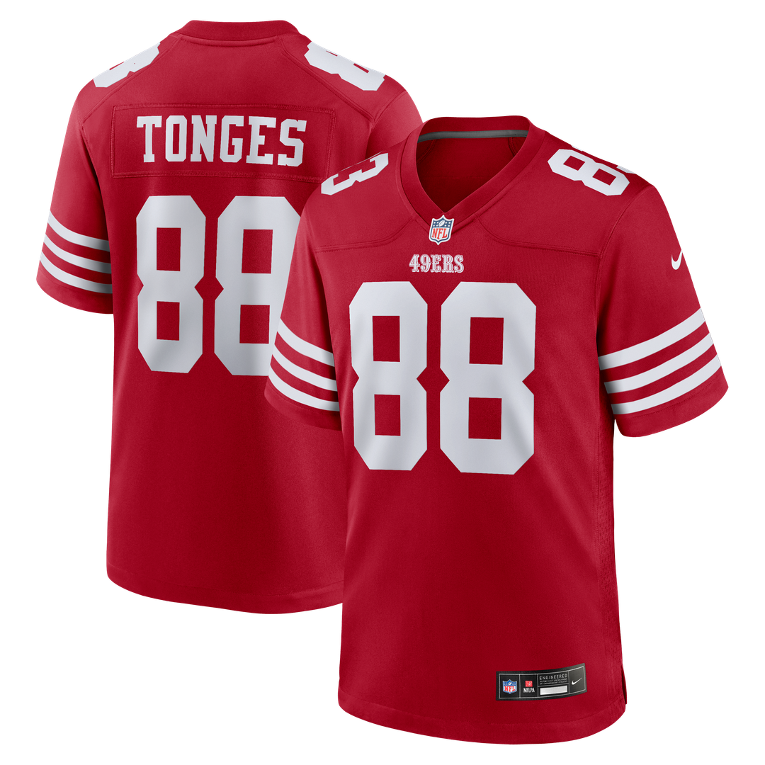 Jake Tonges San Francisco 49ers Game Jersey - Scarlet