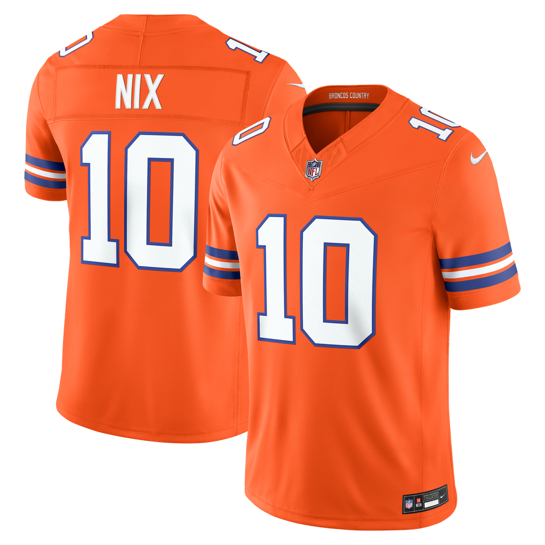 Bo Nix Denver Broncos Alternate Mile High Collection 1977 Throwback Vapor F.U.S.E. Stitched Limited Jersey - Orange