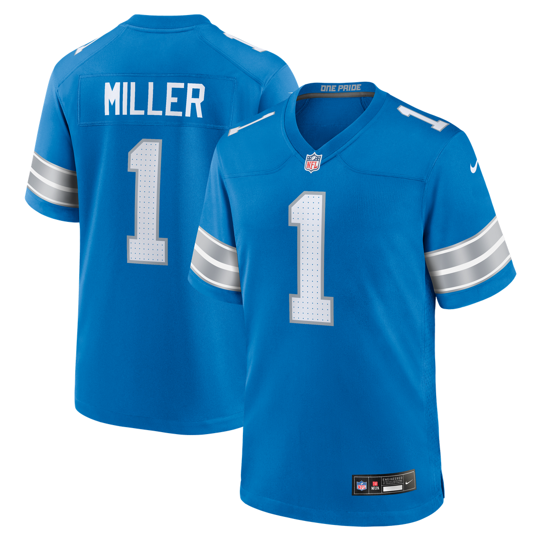 Blake Miller Detroit Lions Game Jersey - Blue