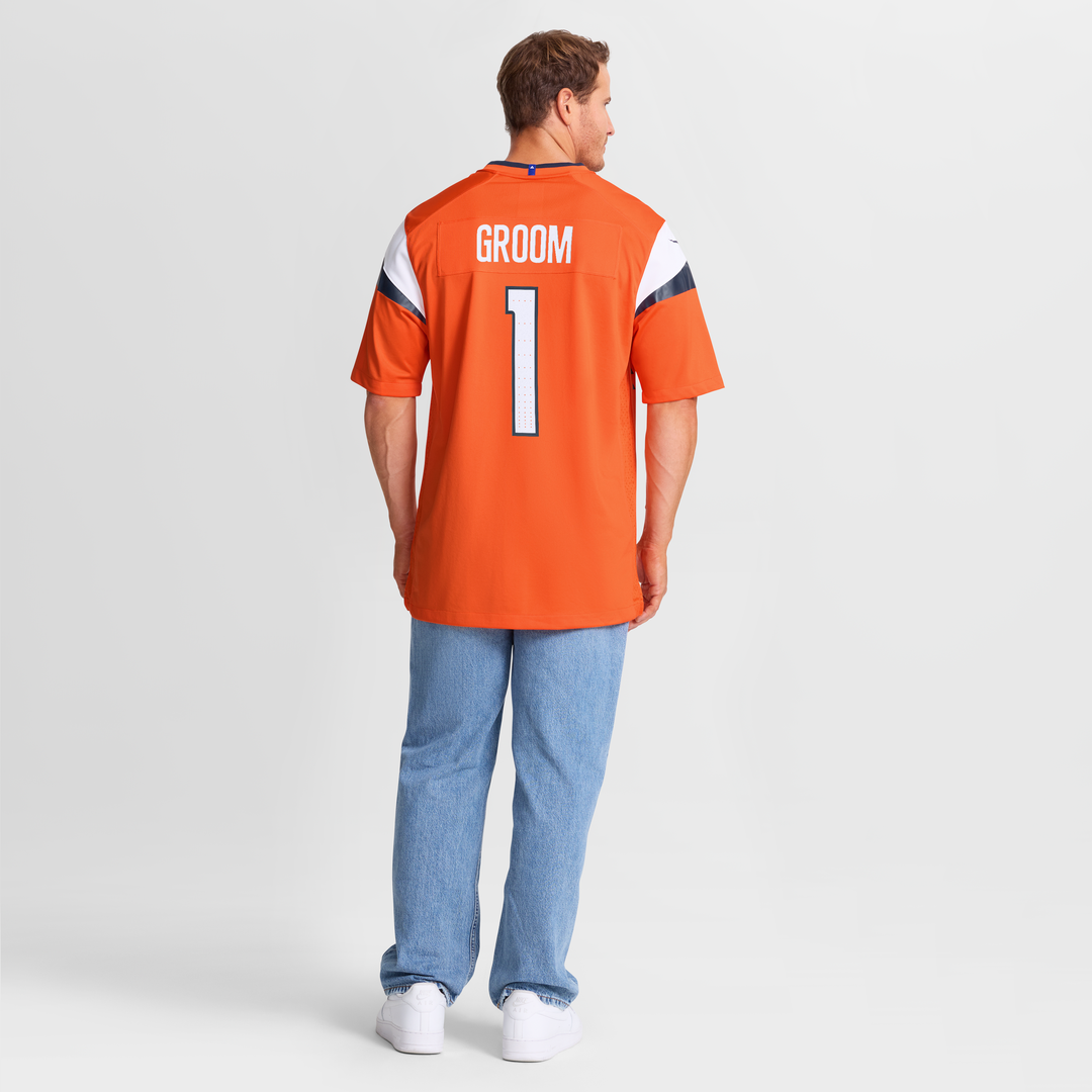 Number 1 Groom Denver Broncos Game Jersey - Orange