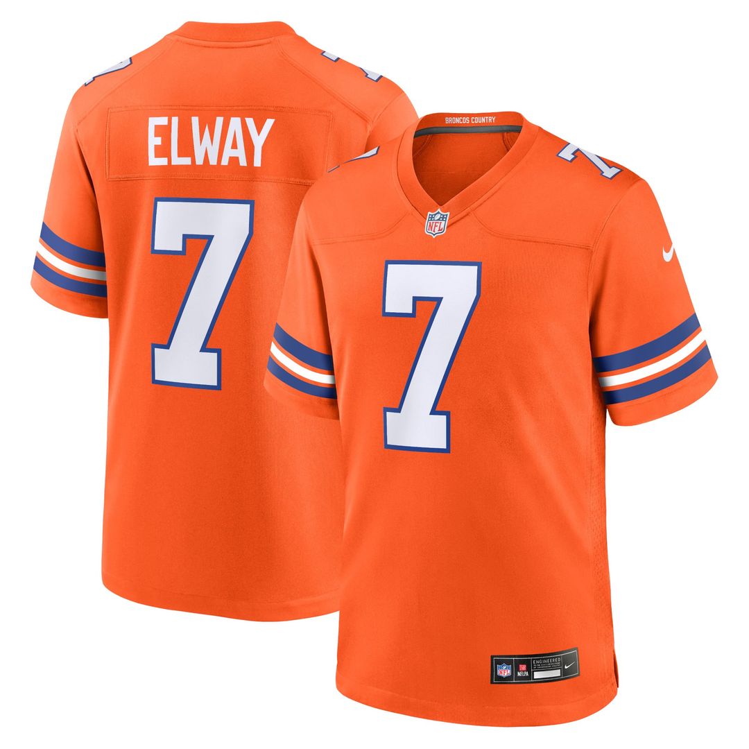 John Elway Denver Broncos Mile High Collection 1977 Throwback Game Jersey - Orange