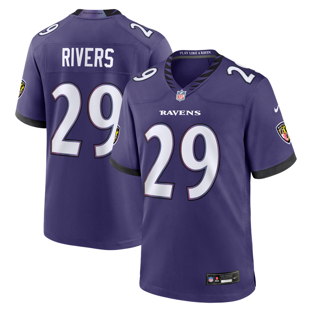 Chandler Rivers Baltimore Ravens Game Jersey - Purple