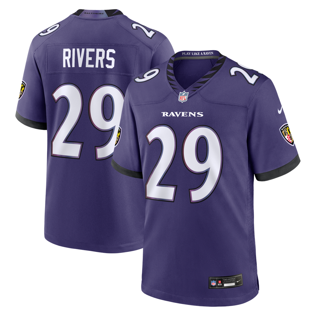 Chandler Rivers Baltimore Ravens Game Jersey - Purple