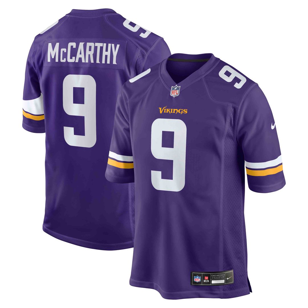 J.J. McCarthy Minnesota Vikings Game Jersey - Purple