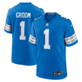 Number 1 Groom Detroit Lions Game Jersey - Blue