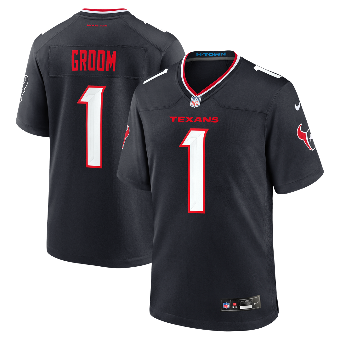 Number 1 Groom Houston Texans Game Jersey - Navy