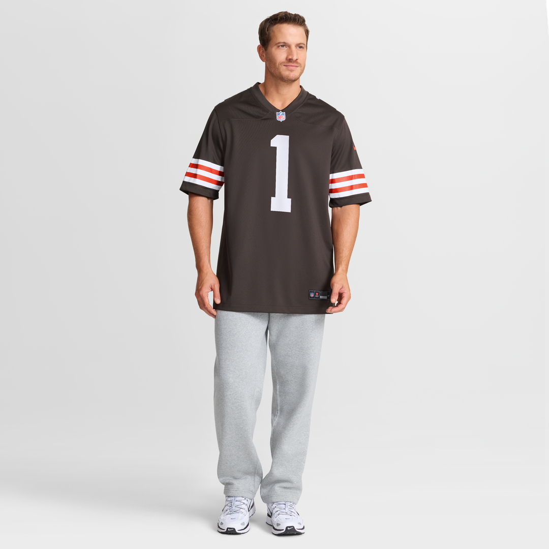 Number 1 Groom Cleveland Browns Game Jersey - Brown
