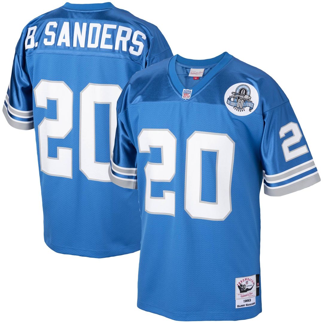 Barry Sanders Detroit Lions 1993 Authentic Throwback Jersey - Blue