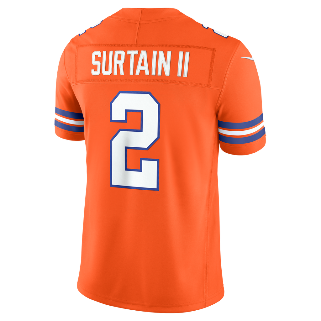 Pat Surtain II Denver Broncos Alternate Mile High Collection 1977 Throwback Vapor F.U.S.E. Stitched Limited Jersey - Orange