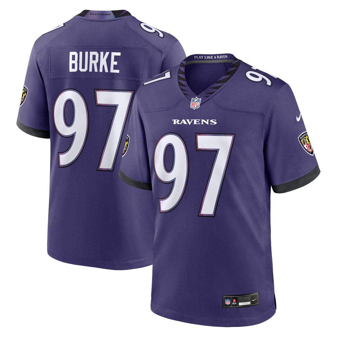 Ethan Burke Baltimore Ravens Game Jersey - Purple