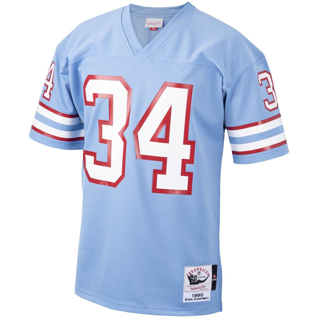 Earl Campbell Houston Oilers 1980 Authentic Throwback Jersey - Light Blue