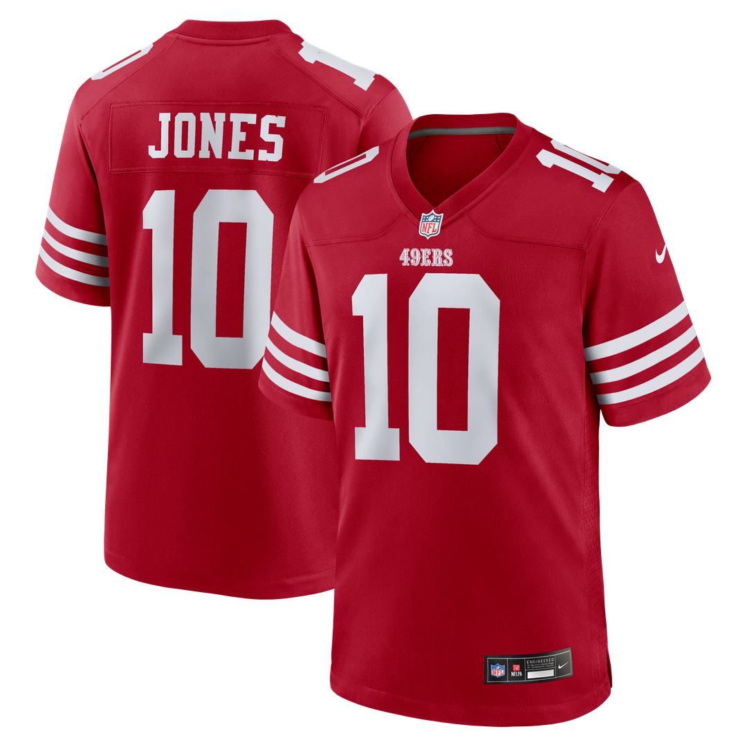 Mac Jones San Francisco 49ers Game Jersey - Scarlet