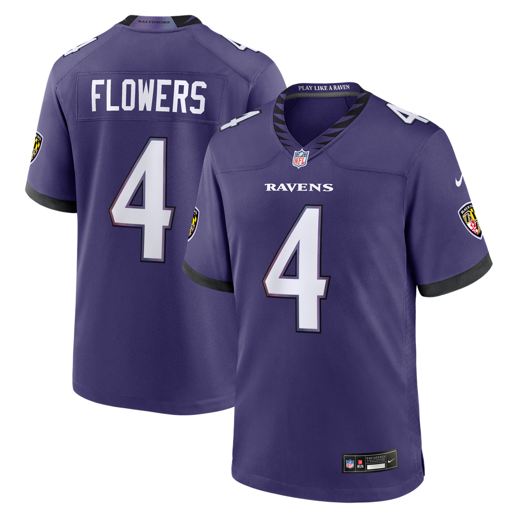 Zay Flowers Baltimore Ravens Game Jersey - Purple