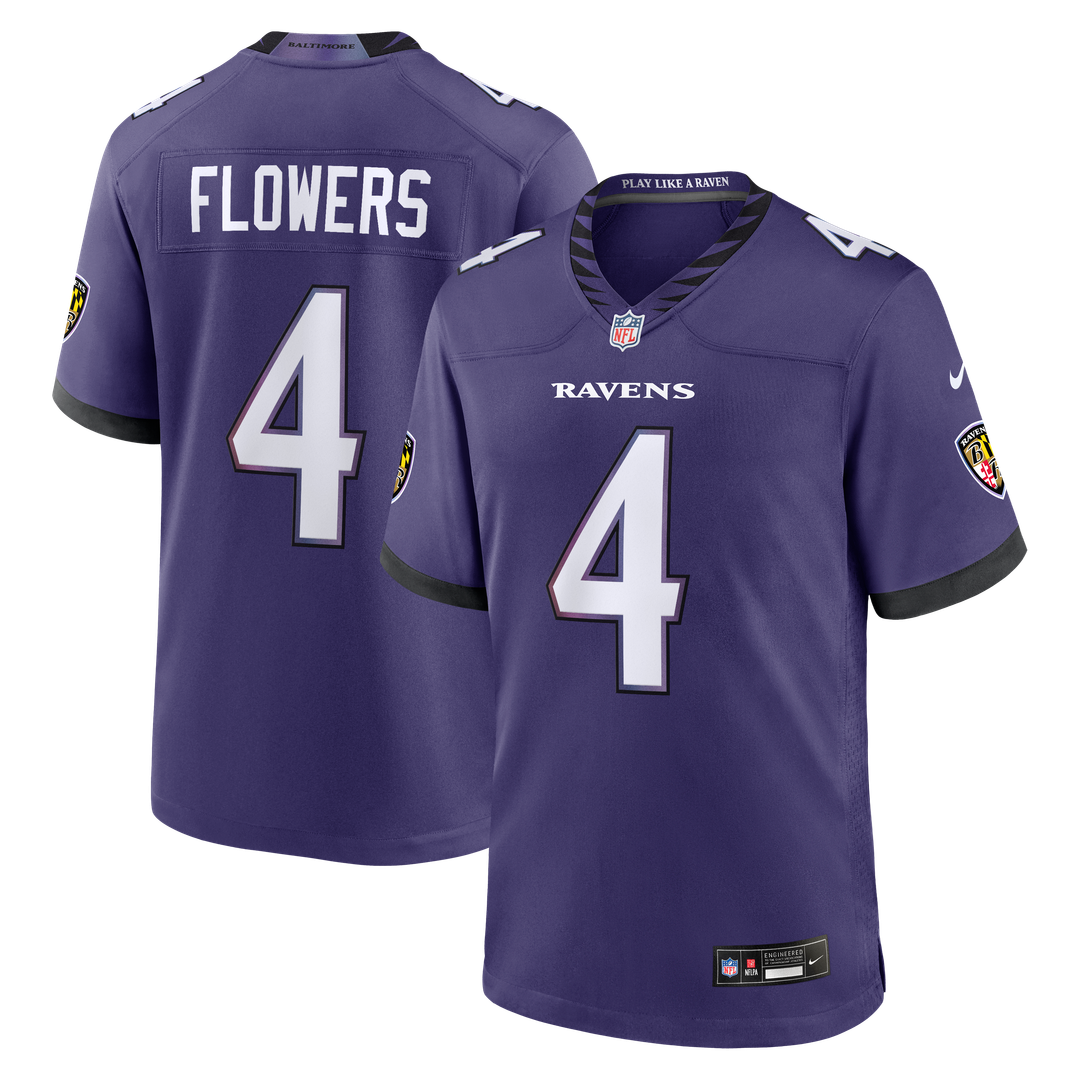 Zay Flowers Baltimore Ravens Game Jersey - Purple