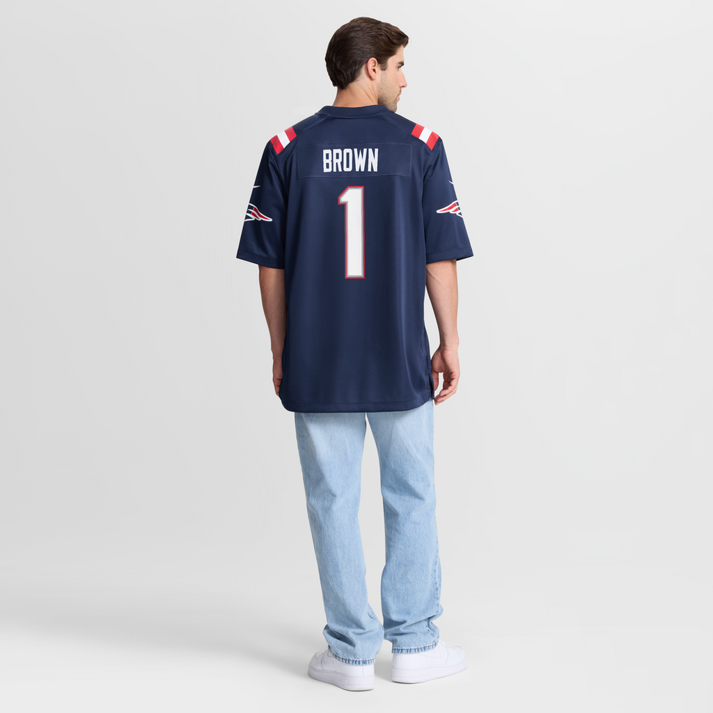 A.J. Brown New England Patriots Game Jersey - Navy