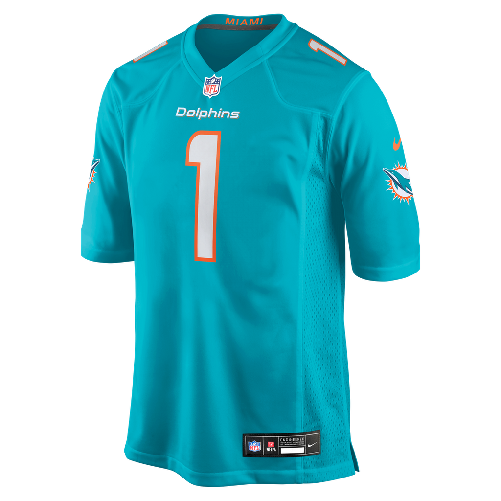 Number 1 Groom Miami Dolphins Game Jersey - Aqua