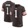 Number 1 Groom Cleveland Browns Game Jersey - Brown