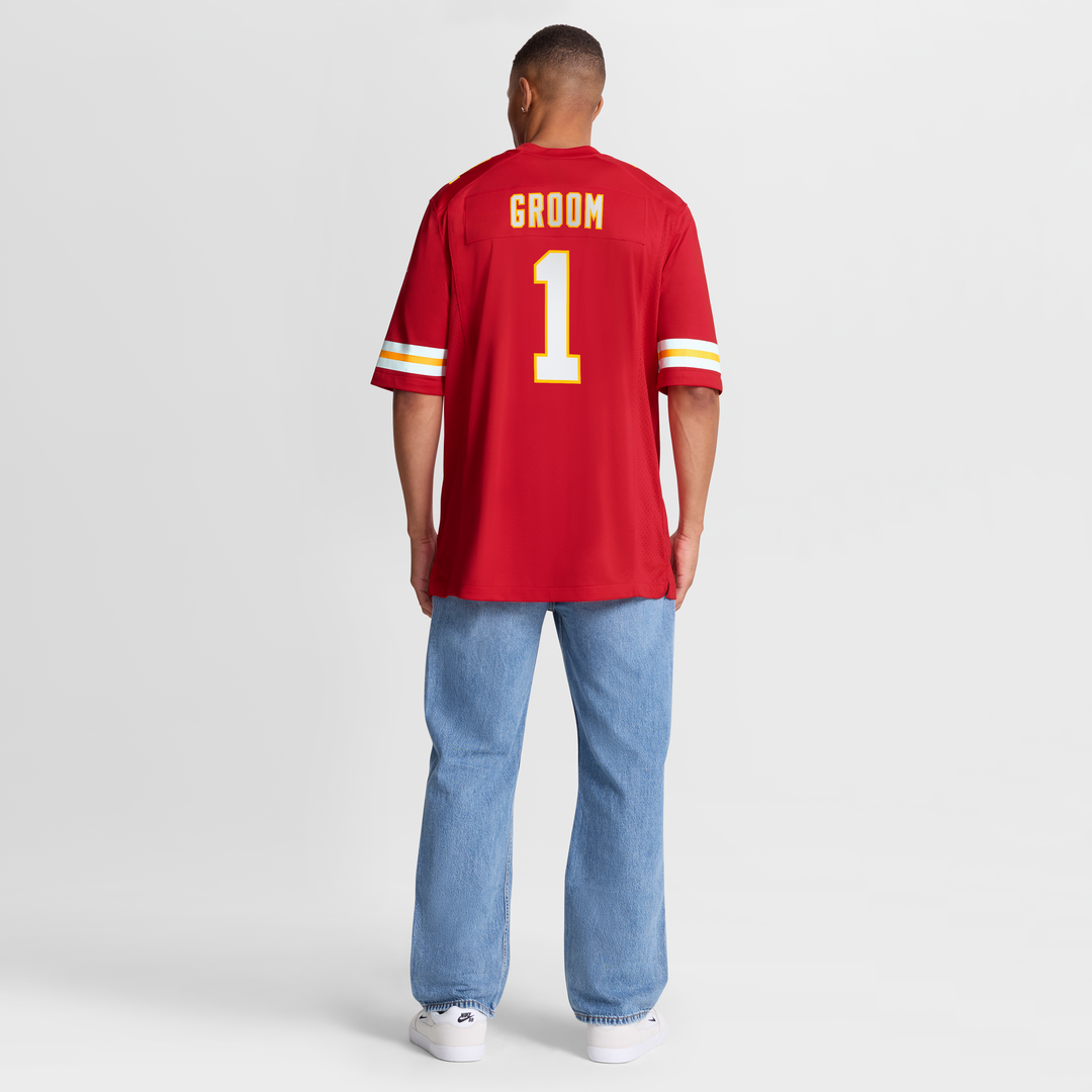 Number 1 Groom Kansas City Chiefs Game Jersey - Red