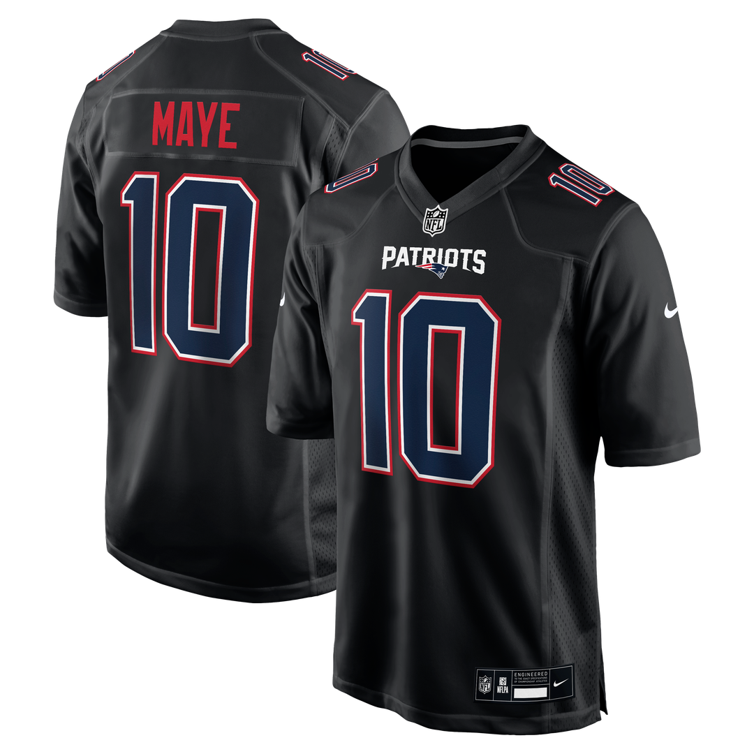 Drake Maye New England Patriots Game Jersey - Carbon Black