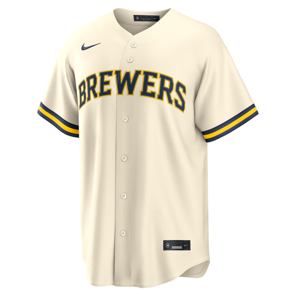 Milwaukee Brewers Christian Yelich Nike Cream Home Replica Jersey